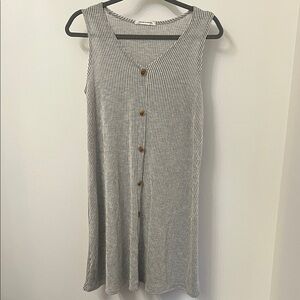 Caution To The Wind Gray & White Striped Knit dress